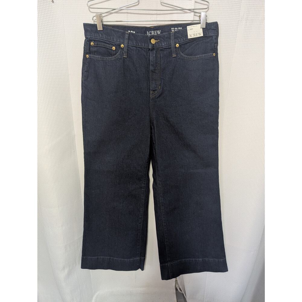 NWT! J. CREW! DEEP BLUE DENIM "'96 DENIM TROUSER" WIDE LEG, 5 POCKET JEANS! 14P - Picture 2 of 14